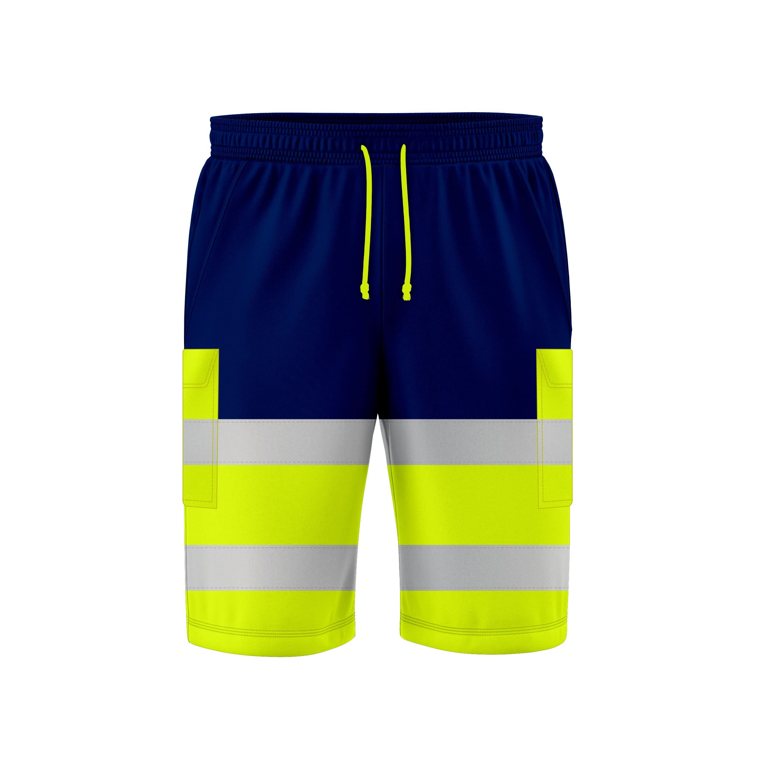 NOROZE Men’s Hi Vis Work Shorts – Reflective High Visibility Cargo Shorts with Multiple Pockets – 3/4 Jogger-Style Utility Bottoms for Construction, Security, Warehouse, Site & Outdoor Use