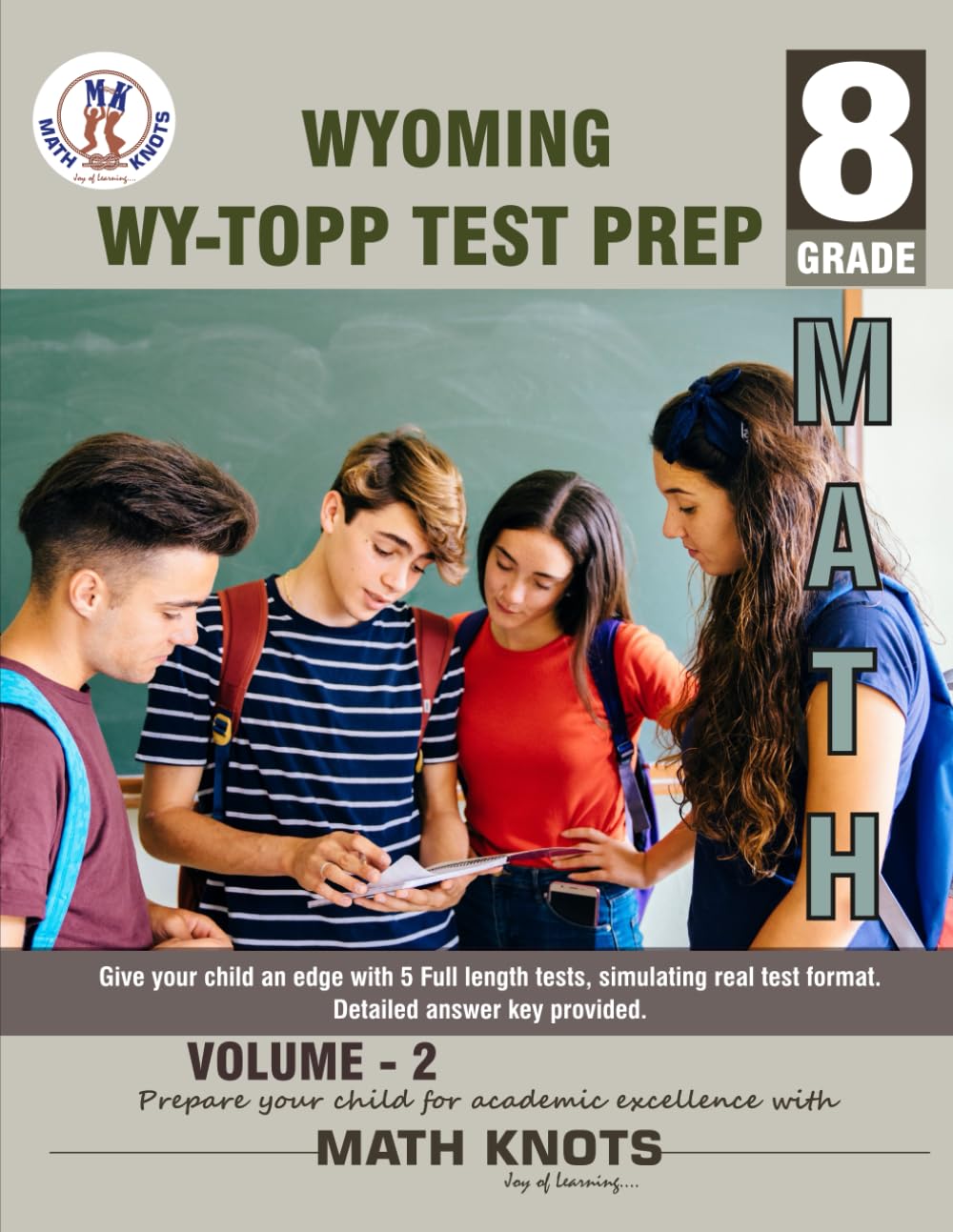 WYOMING State (WY-TOPP), 8th Grade MATH Practice Tests ,Volume 2