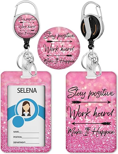 Soporte positivo para tarjetas con carrete retráctil, divertido estuche para tarjetas de identificación con clip de mosquetón, resistente, etiqueta Soporte positivo para tarjetas con carrete retráctil, divertido estuche para tarjetas de identificación con clip de mosquetón, resistente, etiqueta