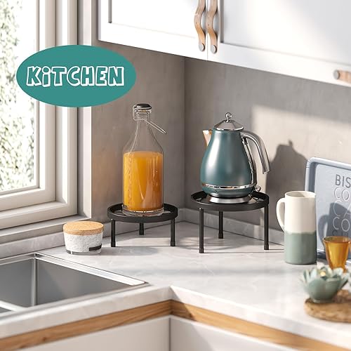 Miniatura 6 de Soportes negros para plantas de interior, paquete de 5 soportes de metal para plantas, estante resistente para múltiples plantas, estantes de