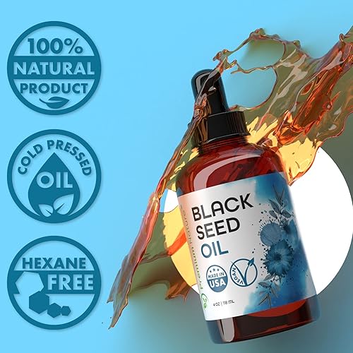 Miniatura 5 de Aceite de semilla negra para cabello  Aceite de semilla negra líquido de semillas de Nigella Seeds prensado en frío, virgen sin refinar, aceite de