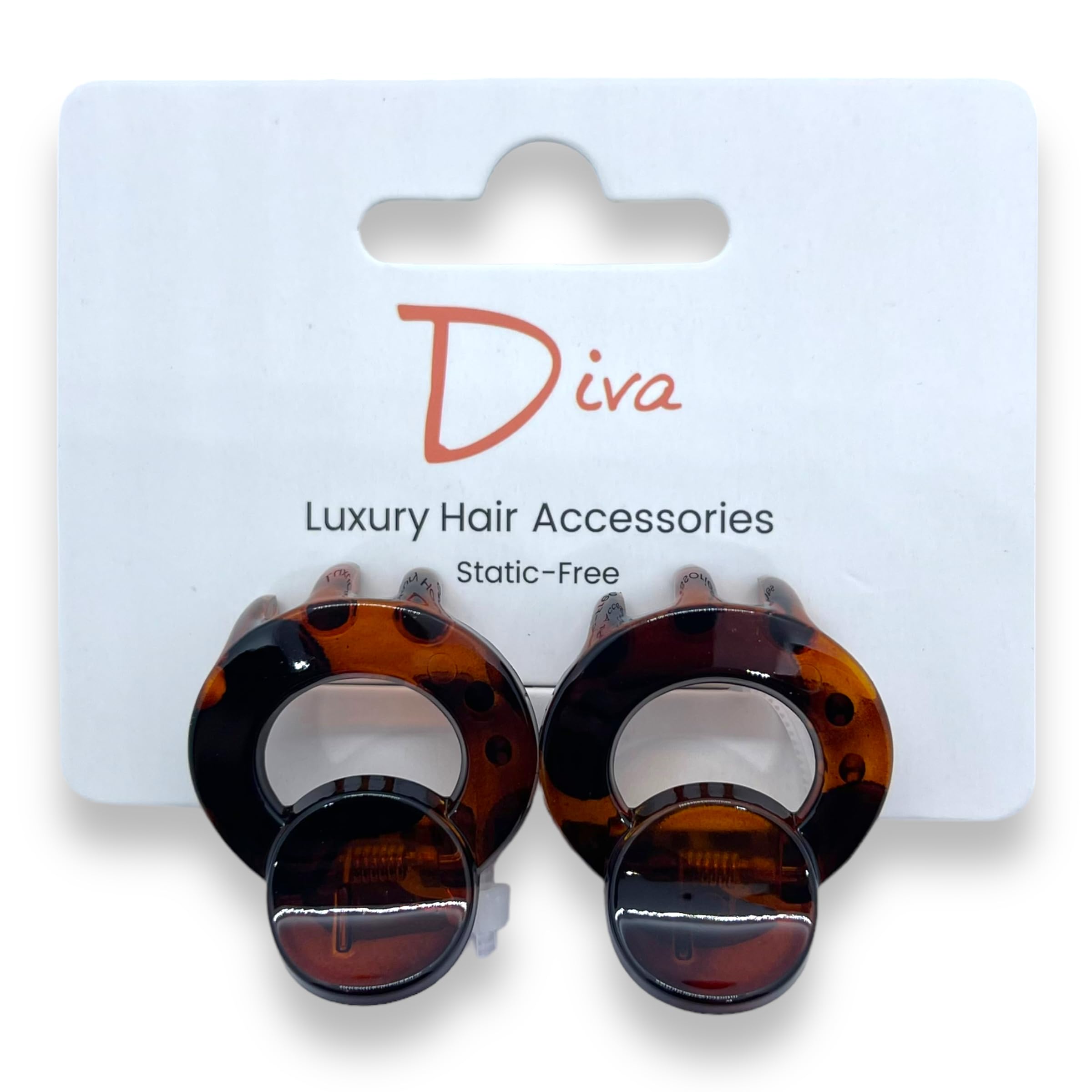 Diva Open Round Elegant & Premium Hair Claw Clip, Amber Tortoiseshell