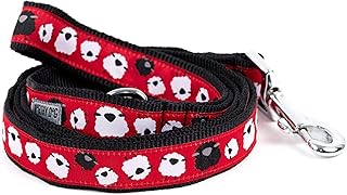 The Worthy Dog Counting Sheep Dog Leash 5ft Stylish Red/White/Black Pattern, Comfortable Durable Nylon Fits Small, Medium, Large Dogs, Fun Outdoor Puppy Walking Accessory-Large