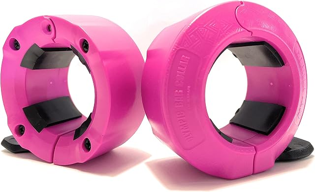 GorillaJaw Olympic Barbell Clamps 2 inch Quick Release Pair of Locking 2" Pro Olympic Weight Bar Plates Nylon Locks Collar Clips for Workout Weightlifting Fitness Exercise Barbell Clips Pink/Black