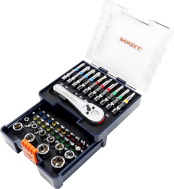 Inwell 41 Piece Screwdriver Bit Set | 1/4" Drive Mini Ratchet Wrench and Socket Set | Premium S2 Material Driver Bits | Phillips,Slotted,Hex,Square,Trox,Tamper Proof Torx