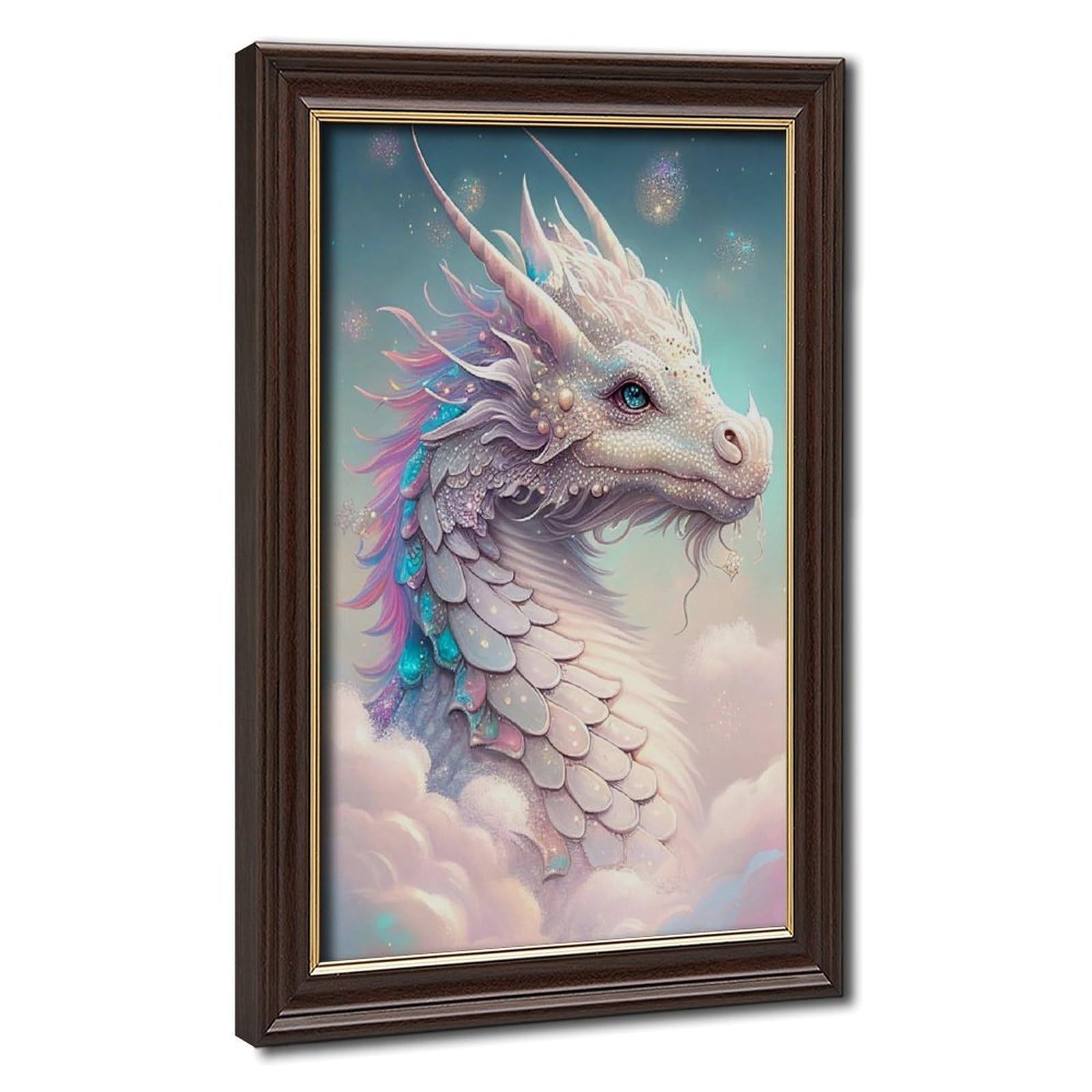 Bareronor Watercolor Dragon Poster (3) Canvas Poster Bedroom Decor Landscape Office Room Decor Gift 24" L X 36" W