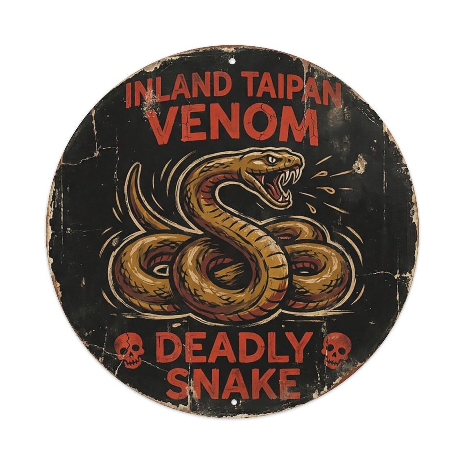 Cxhjca 8X8inch(20X20cm) Inland Taipan Venom Deadly Snake Metal Tin Sign