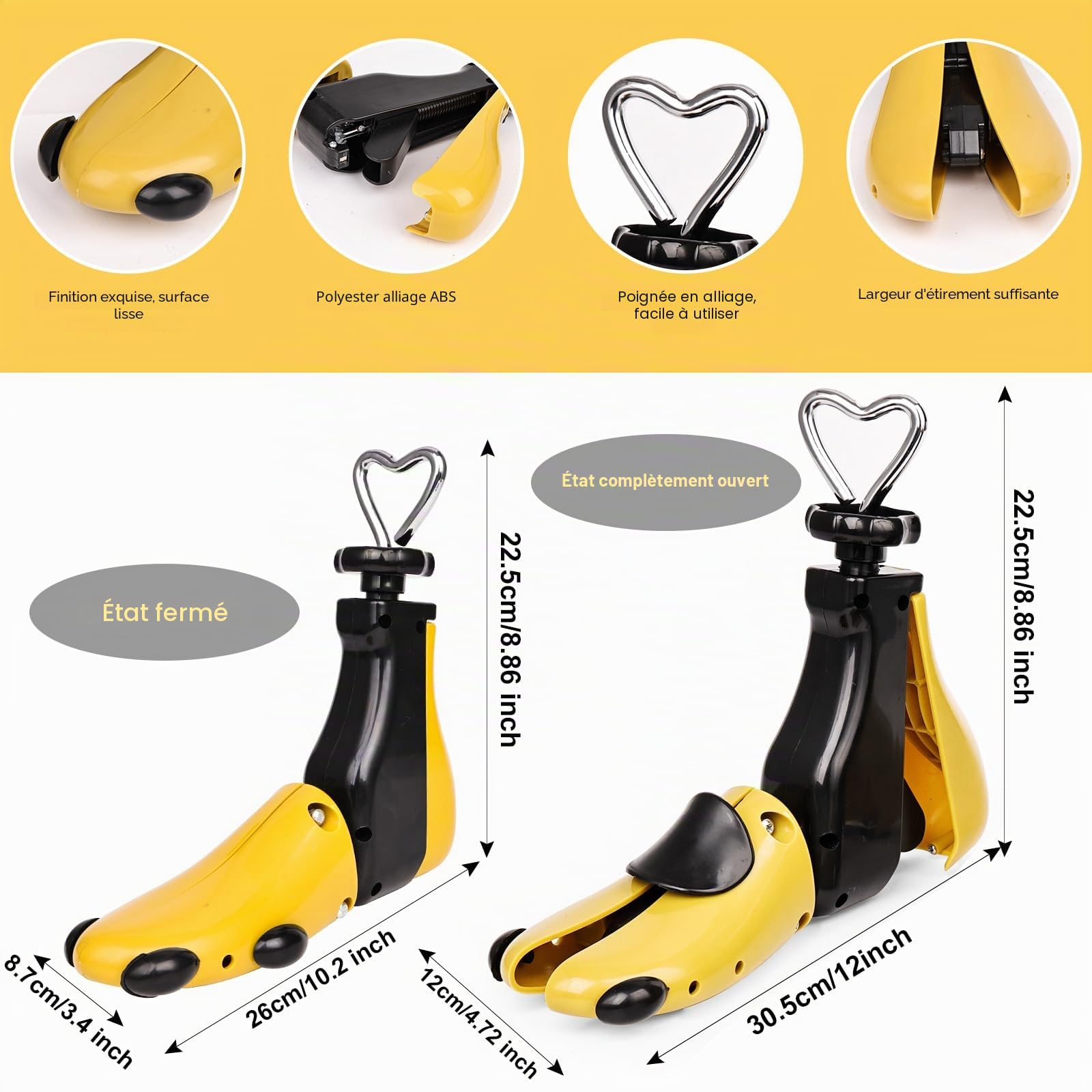 Lot de 2 élargisseurs de chaussures pour femme, homme, réglable, longueur et largeur d'élargisseur pour chaussures, élargisseur professionnel pour bottes, baskets, baskets