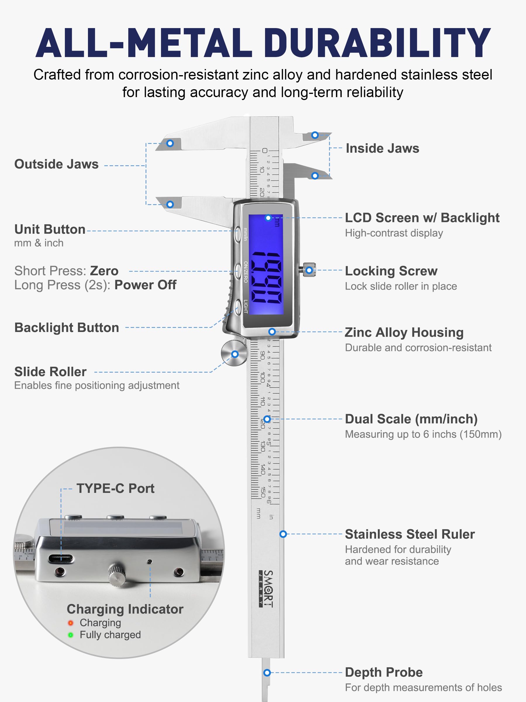 6" Digital Caliper - Durable & Long-Lasting -2