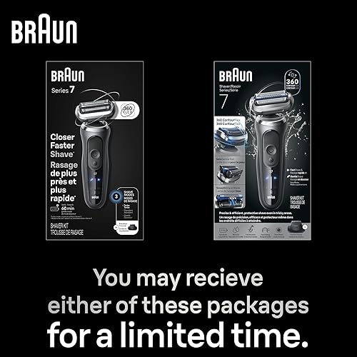 Miniatura 11 de Braun Afeitadora eléctrica para hombres, Series 7 7120s, afeitado en húmedo y seco, modos de afeitado turbo y suave, afeitadora de papel de aluminio
