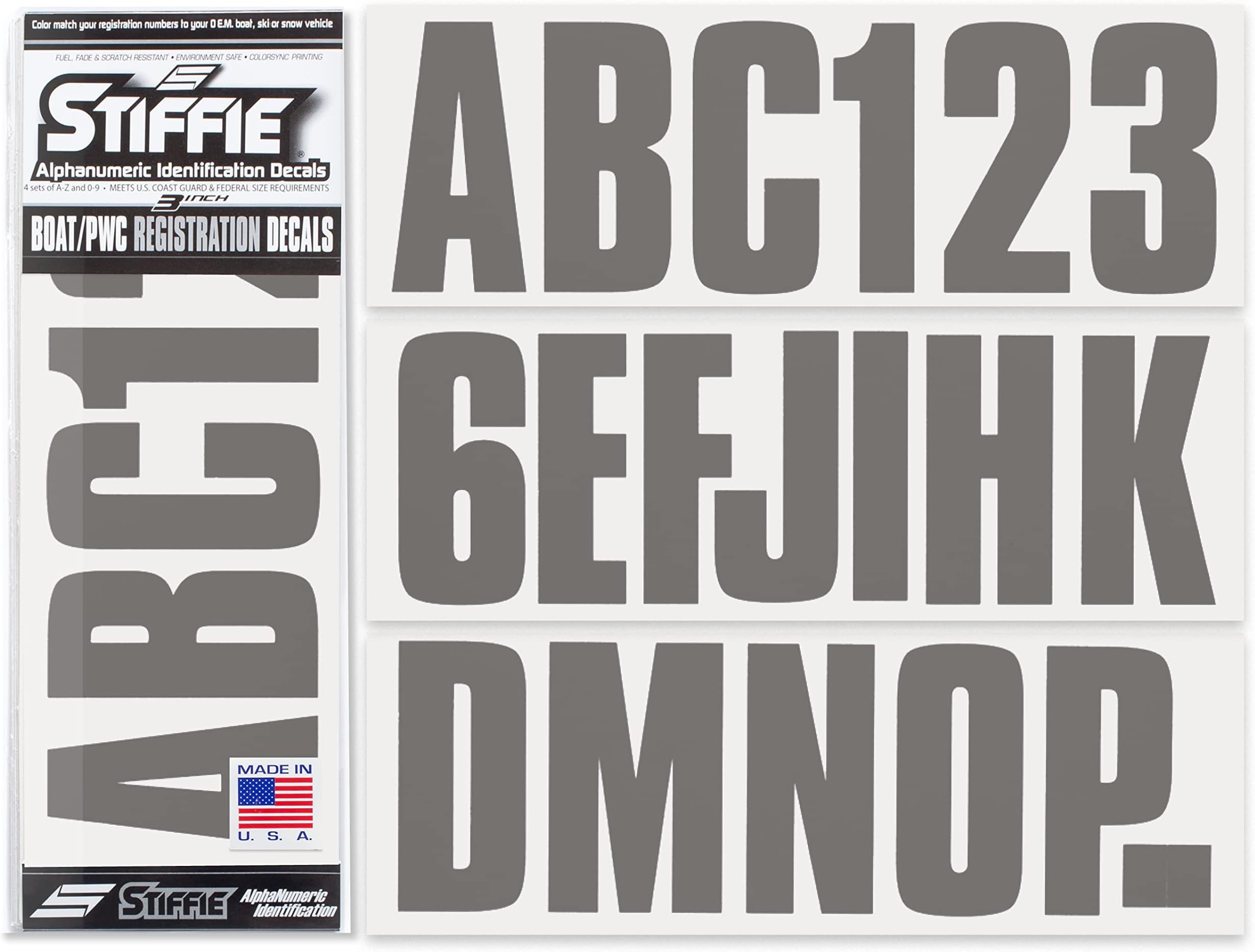 - Uniline Carbon 3" Boat & PWC Registration Decals • Numbers Letters Stickers