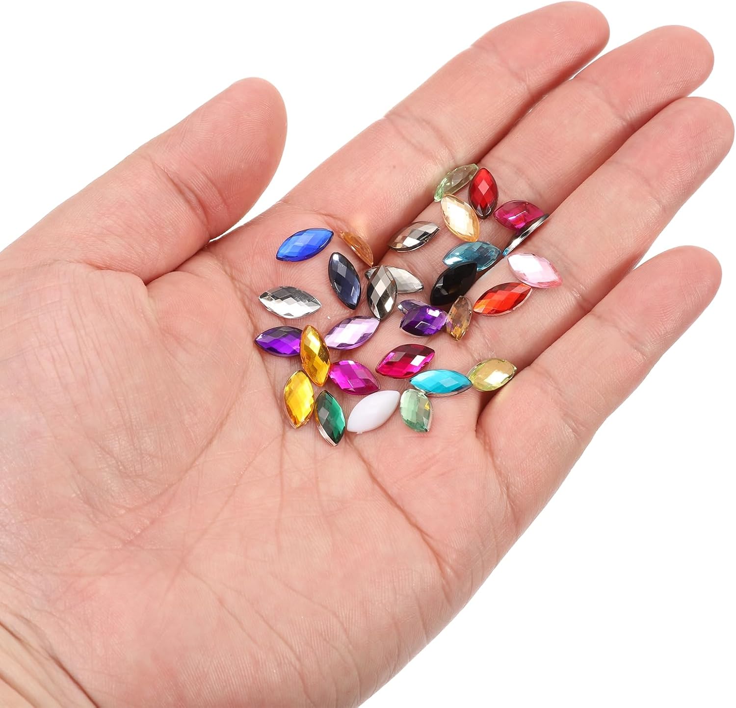 MECCANIXITY 100PCS Acrylic Horse Eye Gems 6x12mm Flat Back Artificial Rhinestones for DIY Crafts Bead Wedding Party Face Painting Jewelry Making (Black) - Image 6