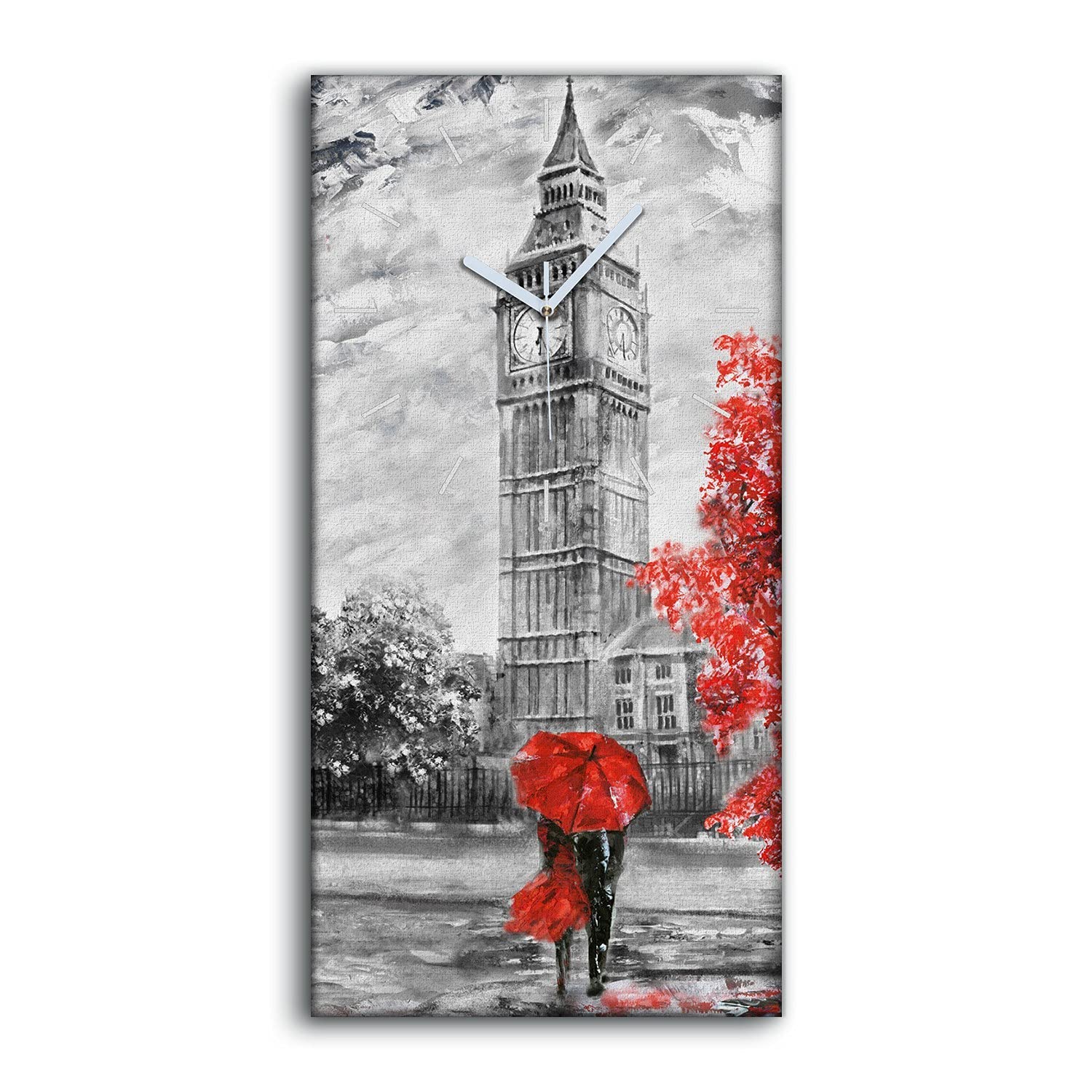 Horloge sur toile Arbres de Londres pour decoration de salon moderne et cosy