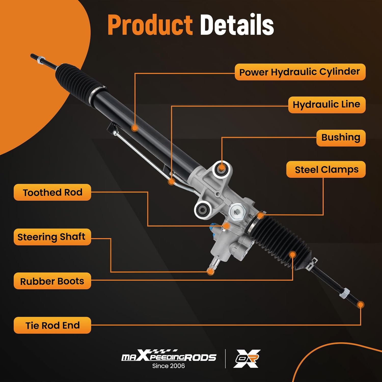 maXpeedingrods 26-2719 Hydraulic Power Steering Rack and Pinion for Honda Pilot 2003-2008 All Engine, 53601-S9V-A01, 53601S9VA01