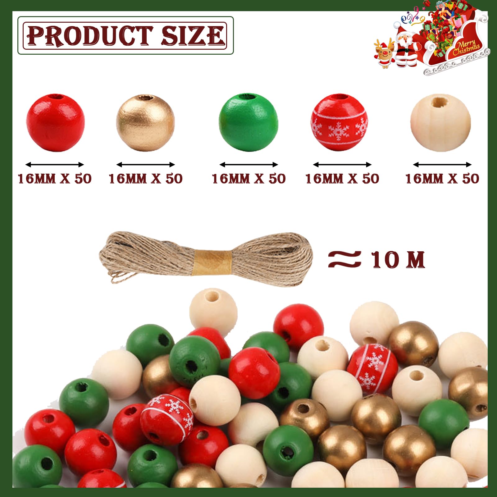 200 Runde Holzperlen Natur – 16 Mm Durchmesser Für DIY, Makramee & Deko | 5 Farben Inkl. Hanfseil