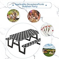 Vista 3 de Funda de mesa de picnic ajustable con fundas para banco, 3 piezas, impermeable, para campamento, pícnic, con borde elástico