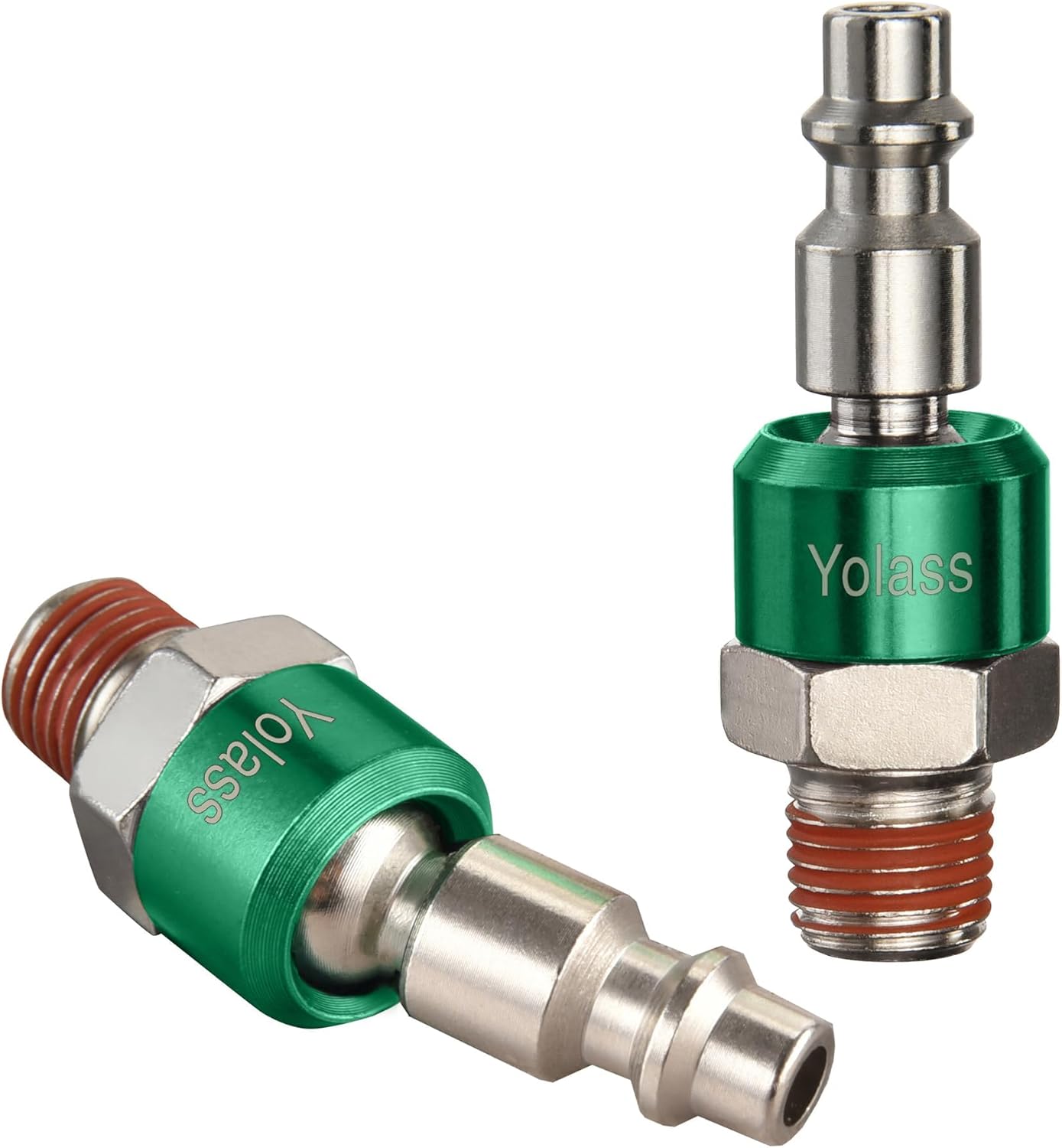 Yolass Air Tool Fittings,2Pcs 1/4"NPT 360°Swivel Utility Industrial Air Hose Fittings,Suitable for Air Compressors