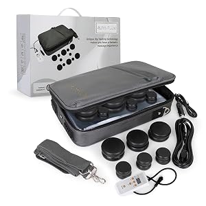 Hot Stones Massage Set with Warmer Kit 12 Basalt Massage Stones Digital Electric Stone Warmer Portable Heater Hot