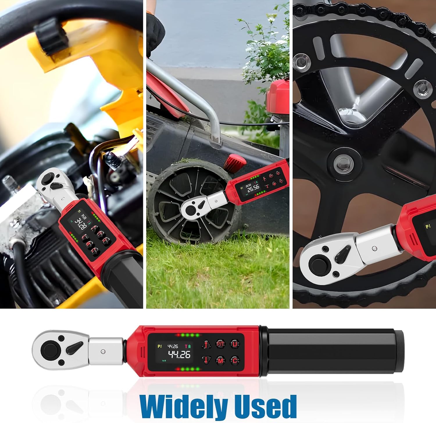 ANPUDS Adjustable Digital Torque Wrench, 0.66-44.29 Ft.lb/0.9-60 Nm, Hvac Torque Wrench with 35mm Jaw, 3/8 Drive Ratchet, ±1% Accuracy, Vibration, Buzzer and LED Indicator for Split AC, Bike, Moto