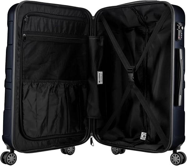 Suitline - Maleta de Mano rígida, Trolley 4 Ruedas, TSA, 55 cm, Aprox. 34 litros, 100% ABS Mate, Azul Oscuro - 5
