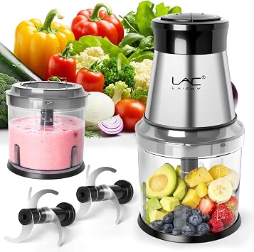 Mini Small Food Processor 4 Cup,Meat Grinder with 2 Bowls,Electric Food Chopper,Powerful Motor 2 Speed & 4 Blades for Baby Food,Meat,Onion,Vegetables
