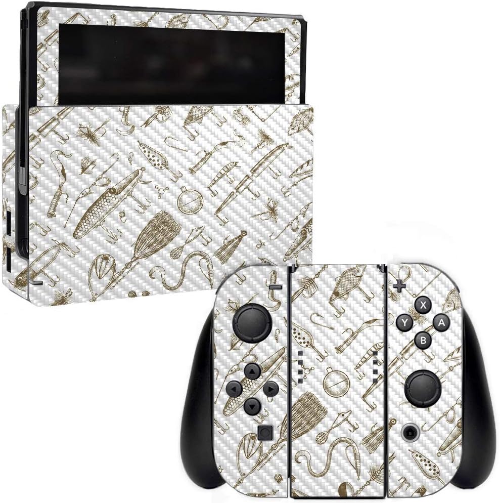 MightySkins Carbon Fiber Skin for Nintendo Switch - Funky Pineapples | Protective, Durable Textured Carbon Fiber Finish | Easy to Apply, Remove, and Change Styles | Made in The USA