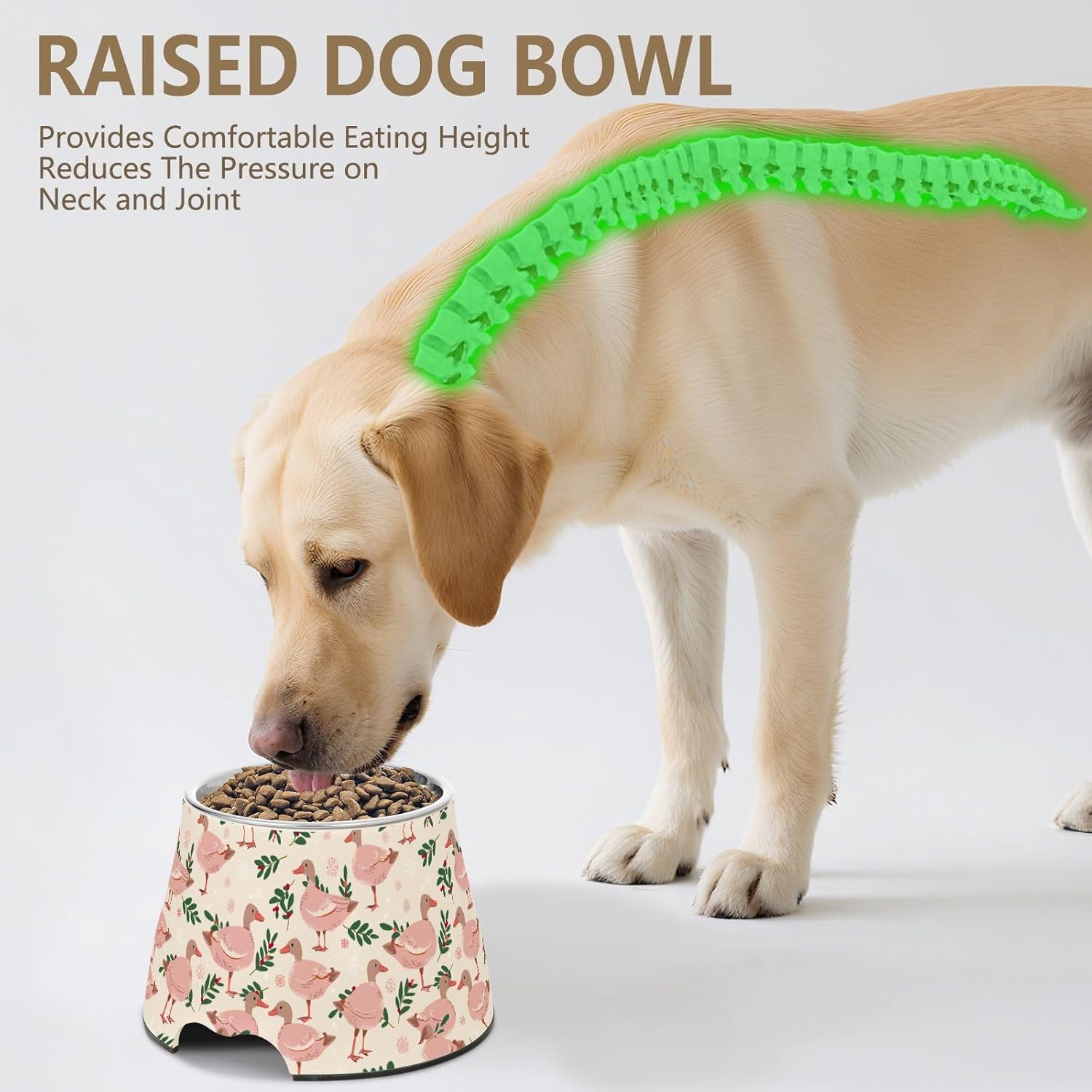 Cute Winter Light Pink Playful Mallard Duck Raised Pets Food Bowls Non Slip Stainless Steel Cats Basic Bowls for Slow Feed Dogs Whisker Friendly