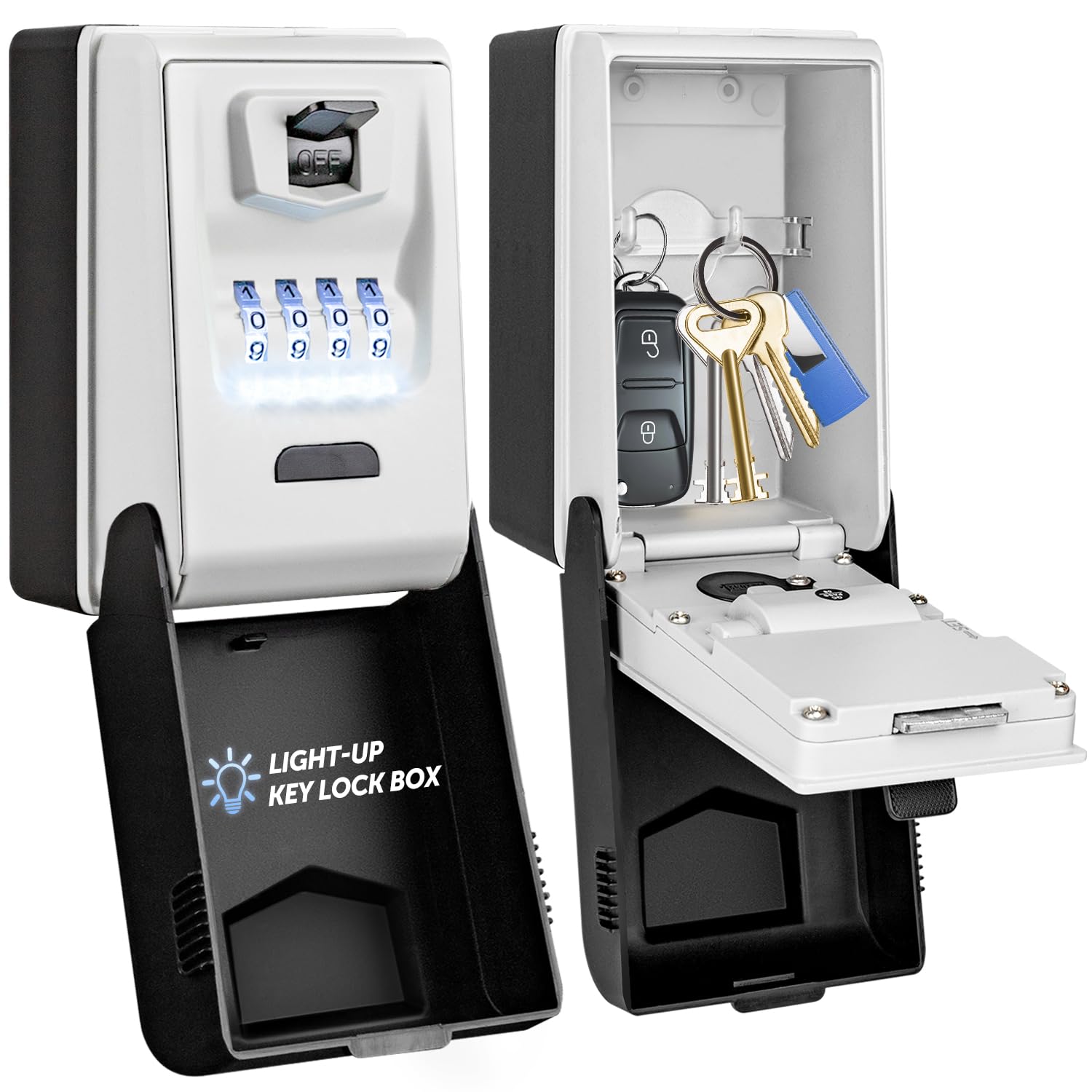 ENONEO Schlüsseltresor mit Beleuchteten Zahlencode Aussen Schlüsselsafe Wasserdicht Robust Schlüsselbox Groß Schlüsselkasten Wetterfest Schlüsseltresor für Home Garage Schule Büro
