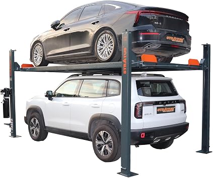 Stratus 4 Post 8,000 LBS Lifting Capacity Manual Safety Lock Release Storage Heavy Duty Parking Car Lift With Castors SAE-P48