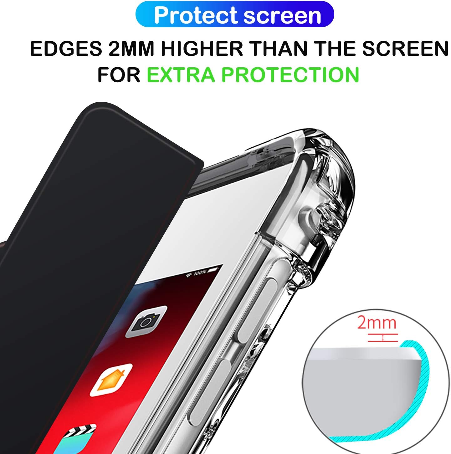 DuraSafe Cases for iPad PRO 10.5 Air 3 [ PRO 10.5 Inch Air 3rd Gen ] A1701 A1709 A1852 A2152 A2123 A2153 A2154 Smart Trifold Durable Cover with Bump up Corner - Black