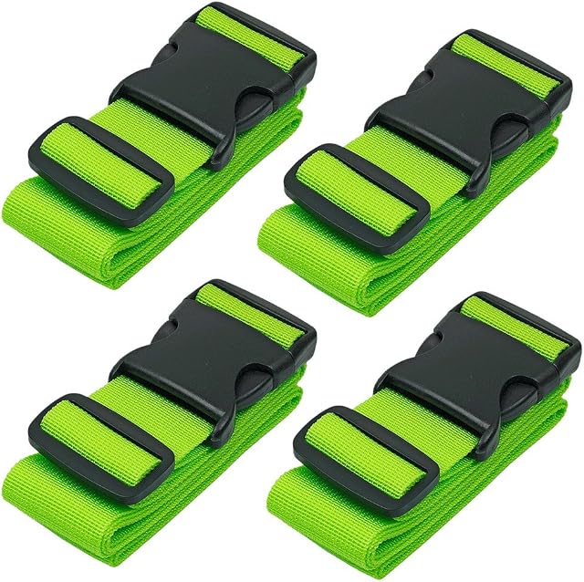 BlueCosto Luggage Straps for Suitcases Strap Suitcase Belts, 4-Pack, Green