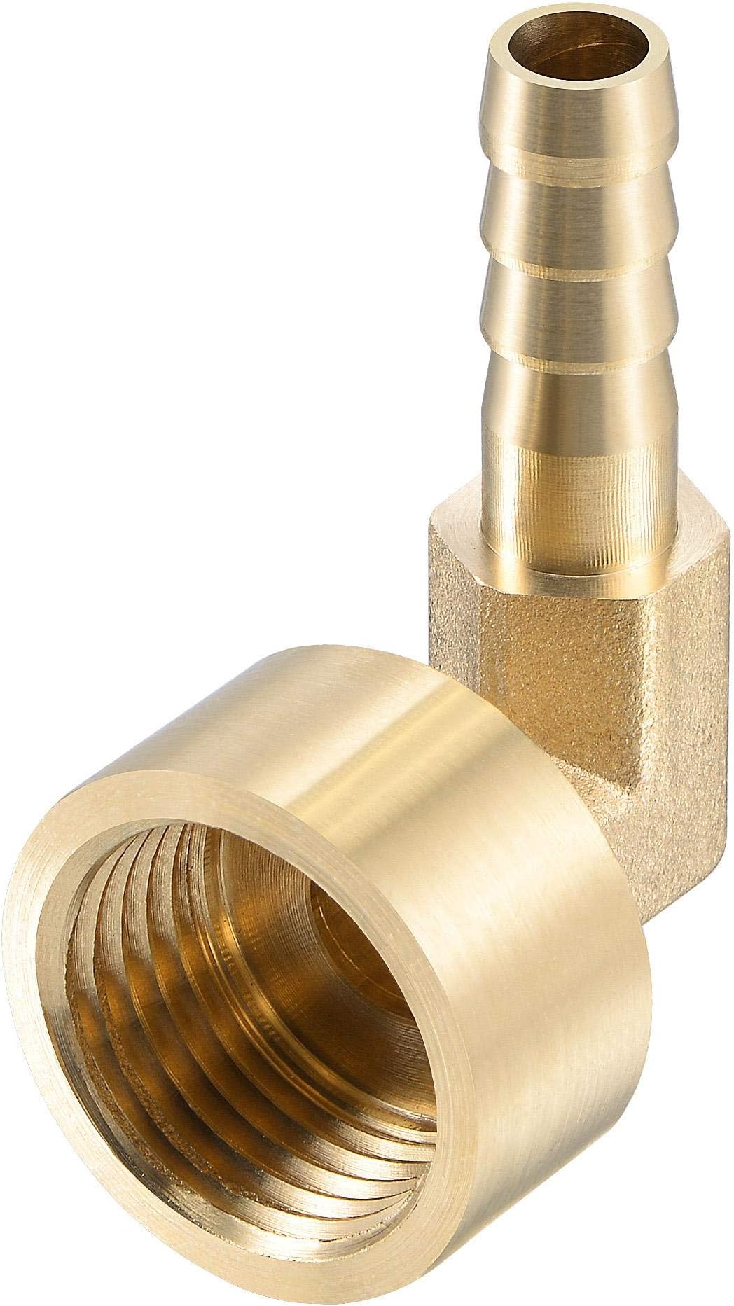 sourcing map Brass Hose Barb Fitting Elbow, 8mm Barbed x G1/2 Female Pipe Connector Adapter for Water Fuel Air