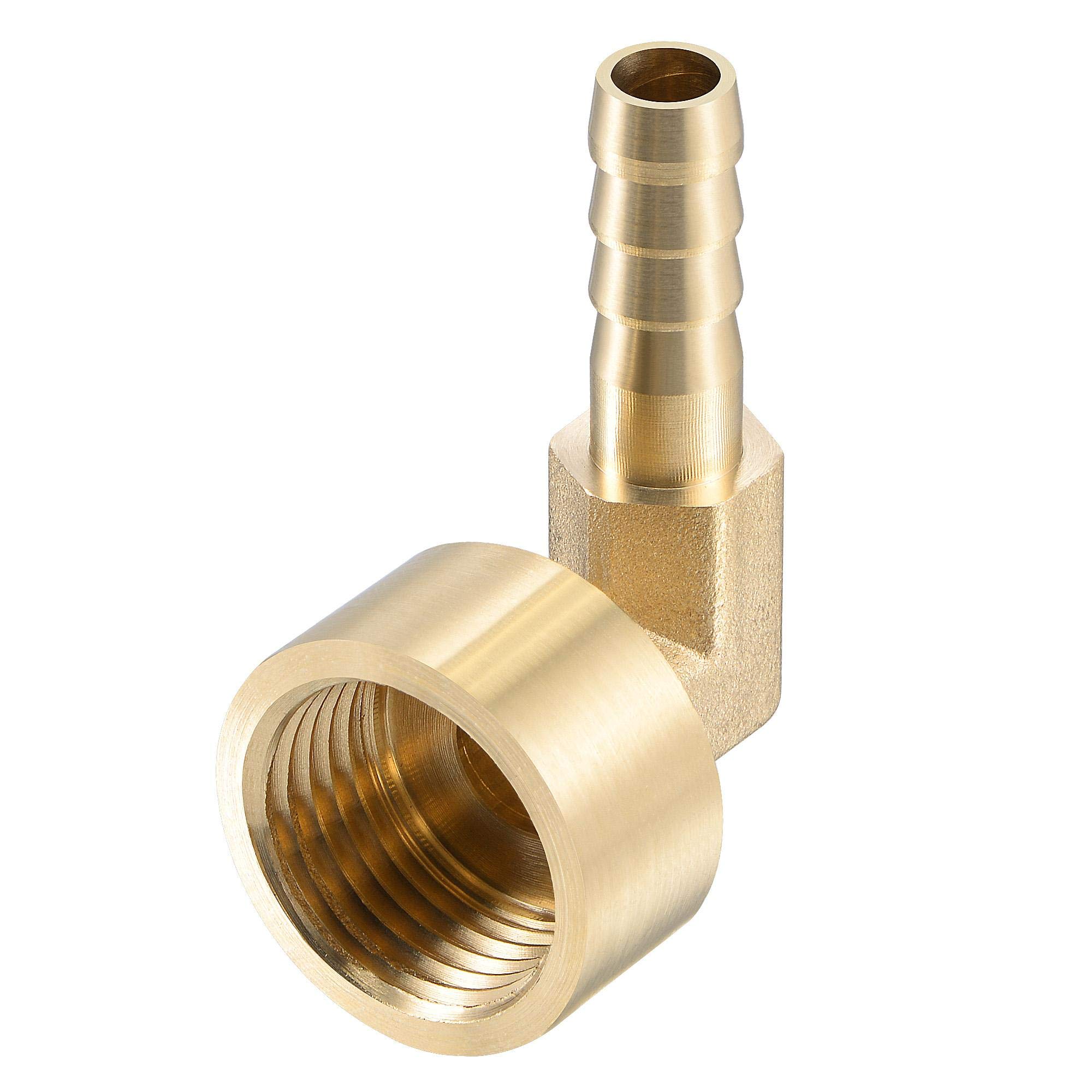 sourcing map Brass Hose Barb Fitting Elbow, 8mm Barbed x G1/2 Female Pipe Connector Adapter for Water Fuel Air