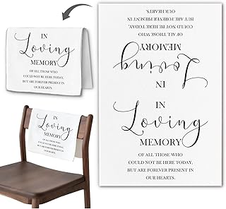 In Loving Memory Chair Sign, Wedding Reserved Memorial Seating Placeholder Church Pews Cloth Signs, Wedding Chair Decorations for Reception (White 01, 1 Piece)