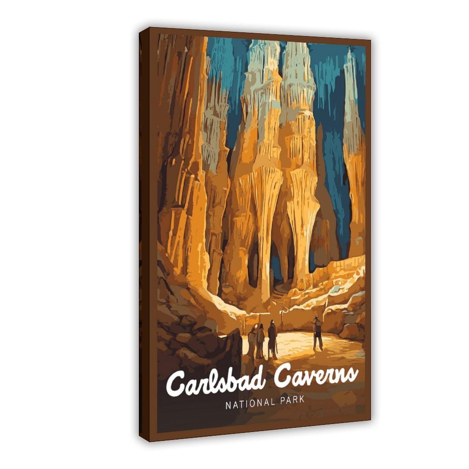 QIOTBVV Carlsbad Caverns National Park Travel Poster Canvas Poster Bedroom Decor Landscape Office Room Decor Gift 12" L X 18" W