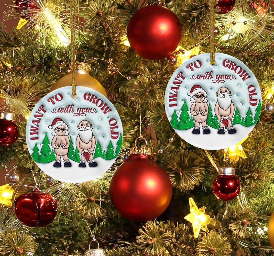 3D Christmas Ornament I Want to Grow Old with You, Funny Christmas Ceramic Ornament for Old Couple, Gift for Couple, Marriage Keepsake, Christmas Decoration Funny Love Gift Anniversary Xmas Ornament - Image 8