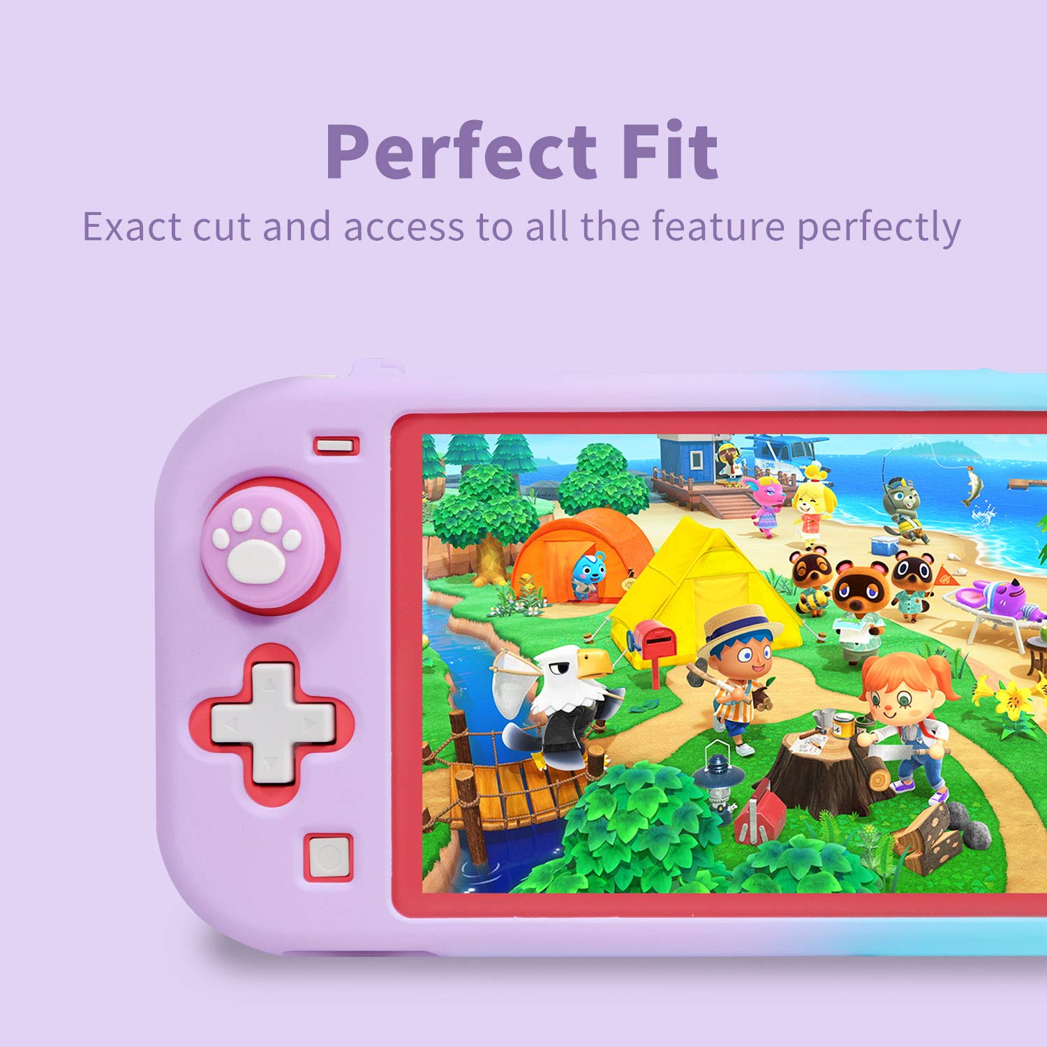Niclogi Protective Case for Nintendo Switch Lite, Hard Cover Case Compatible with Nintendo Lite with 2 Thumb Grip Caps