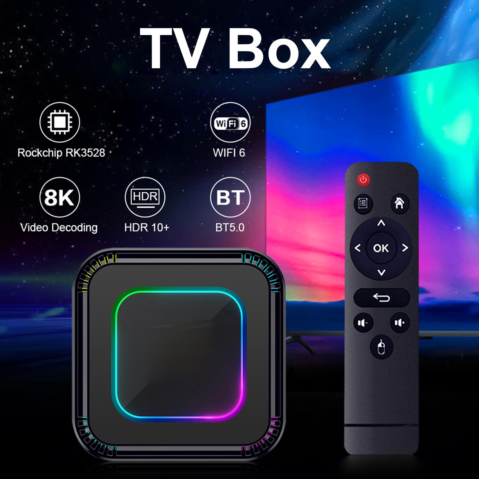 Luocute Caja de TV 13.0, Reproductor Multimedia 4GB RAM 64GB ROM, for Hogar y Entretenimiento (Enchufe de la UE 4+128G)