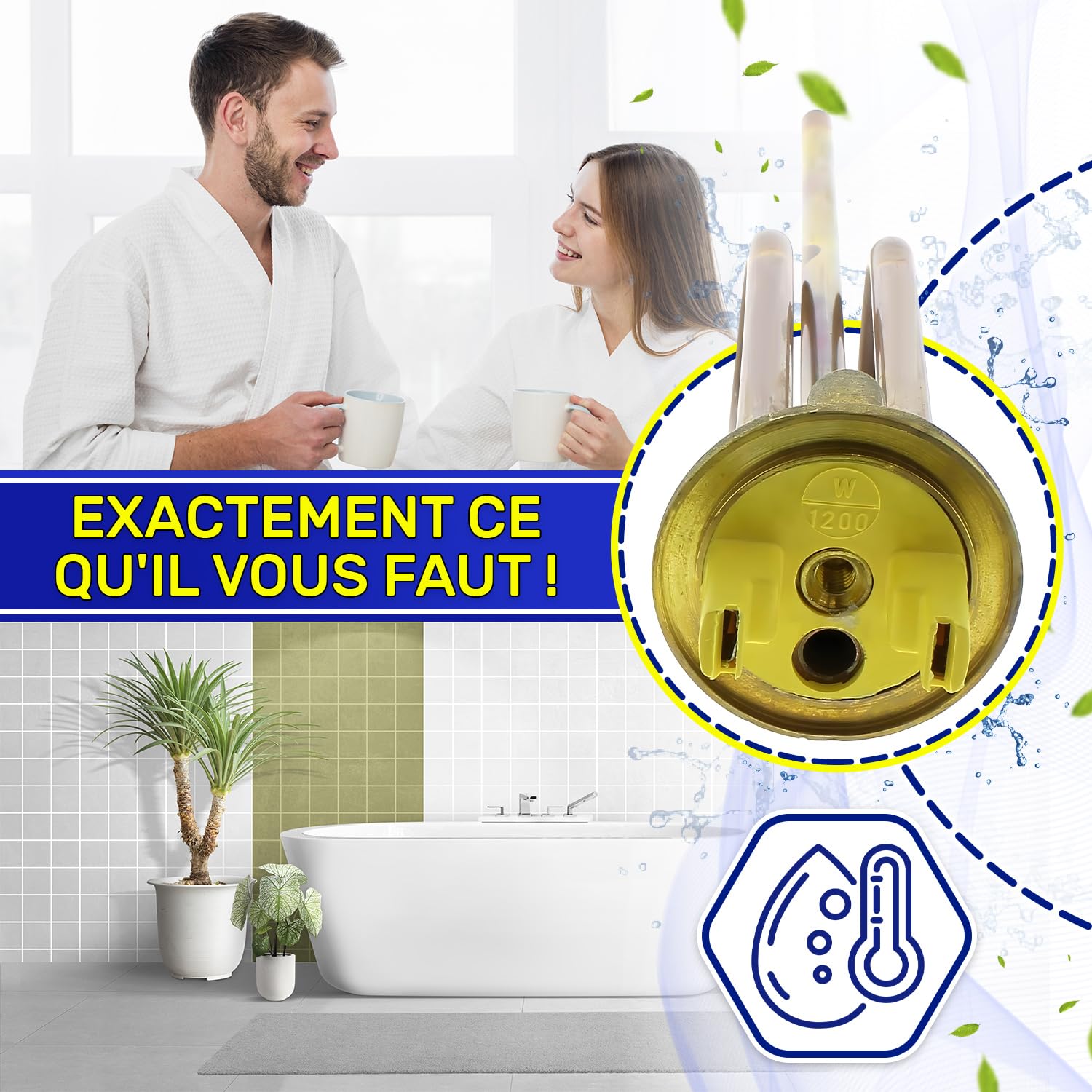 Resistance pour Chauffe Eau 1200W avec Code Original 61401776 pour Ariston - Garantie de 10 Ans - MONTERAL