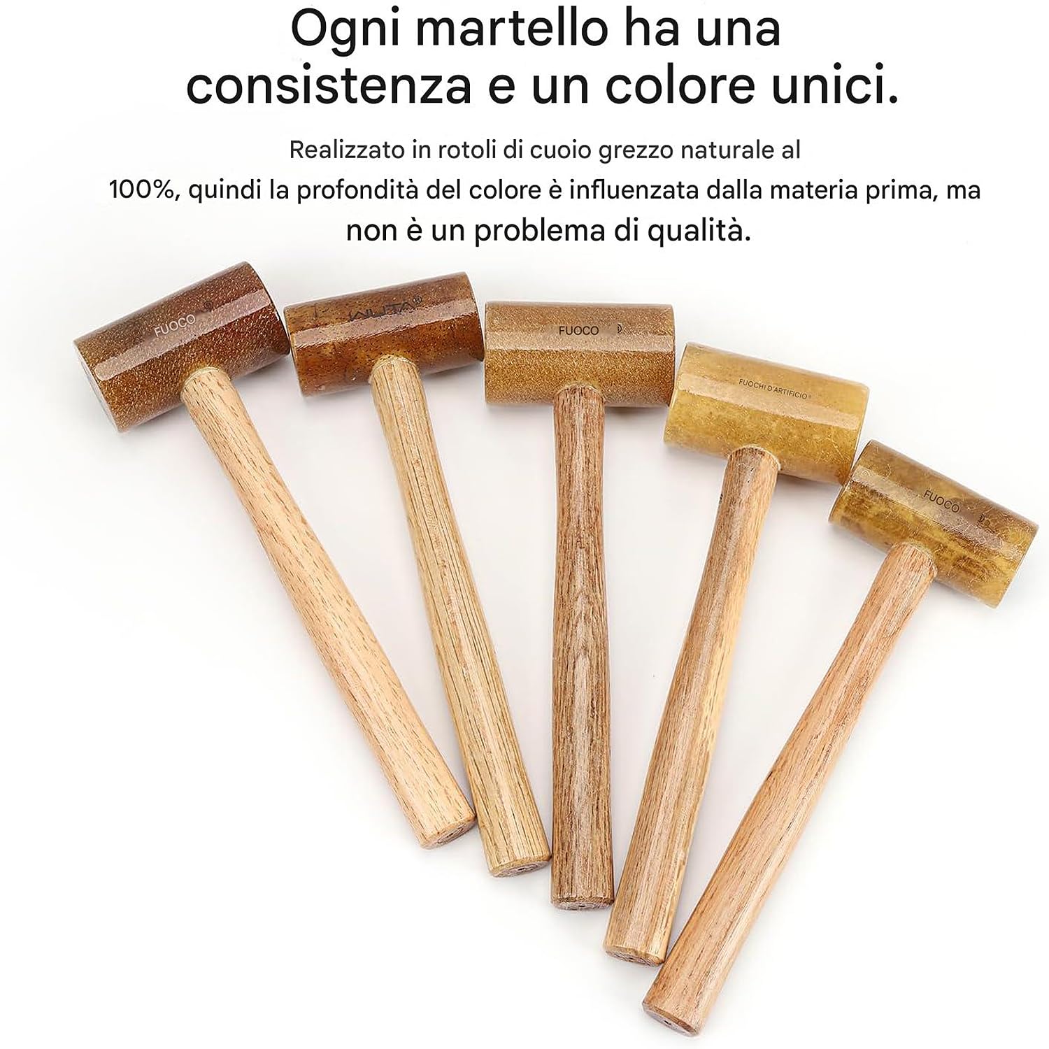 WUTA Bacchetta in pelle grezza, martello in pelle, strumento di punzonatura, buona capacità di tampone (48 mm)