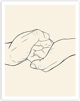 Eternal Bond, Holding Hands Minimalist Abstract Line Drawing Art, Black and Cream Contemporary Wall Art For Bedroom and Home Decor, Modern Boho Art Print Poster For Her and Him 11x14 Inches, Unframed