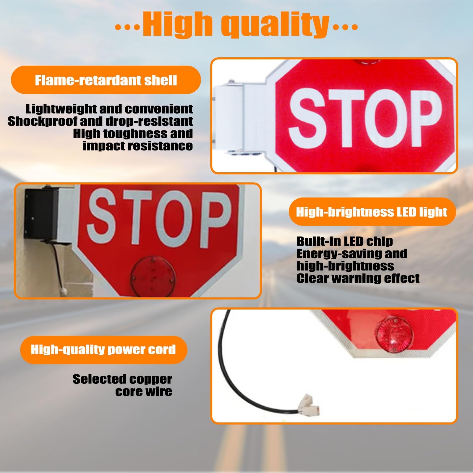 Brazo Stop Eléctrico Para Autobús Escolar Señal LED De Stop Para Autobús Escolar Señal Intermitente Con LED Alta Visibilidad Cartel Seguridad Estudiantes(24V)