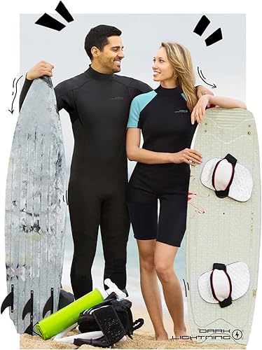 Vista 33 de Dark Lightning Trajes de neopreno para hombres y mujeres, traje húmedo para agua fría, 3/0.079 in para buceo, surf, esnórquel, kayak, deportes