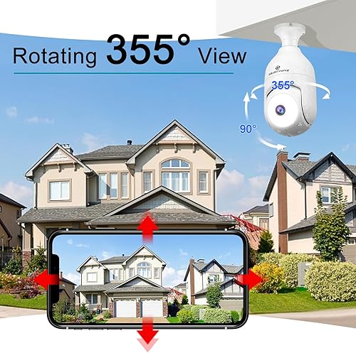 Miniatura 4 de SYMYNELEC Cámara de seguridad con bombilla para exteriores, resistente a la intemperie, 2K 3MP 2.4GHz, WiFi, inalámbrico, toma de luz, cámara de