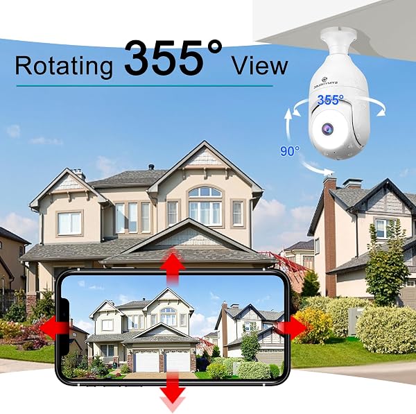 SYMYNELEC Light Bulb Security Camera: Outdoor Wireless WiFi Light Socket Security Cam 360 AI Motion Detection Auto Tracking 2K Color Night Vision 2-Way Talk Siren (5GHz&2.4GHz 2-Packs) - 5