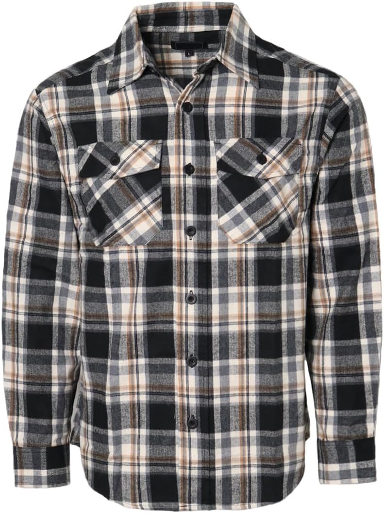 Men's Long Sleeve Flannel Shirts Plaid Button Down Shirts
