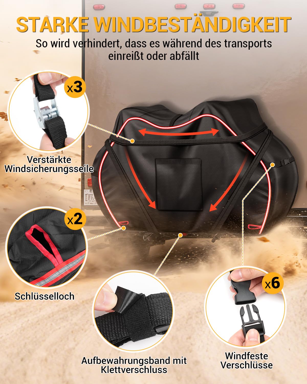900D Série Housse de Vélo pour 2 Vélos | Résistant aux déchirures, pour porte-bagages arrière, imperméable, avec sac de signalisation