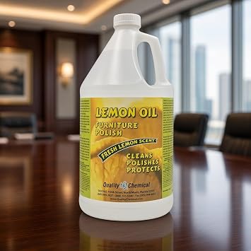Quality Chemical Lemon Oil Furniture Polish - Finest Blend of Lemon Oils, Waxes & Moisturizers & UV Protection - Wood Cleaner and Polish for Wood Furniture, Cabinets & More - 128 oz (Pack of 1)