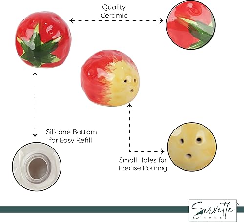 Miniatura 4 de Novedoso juego de salero y pimentero de frutas de cerámica, mini fresa