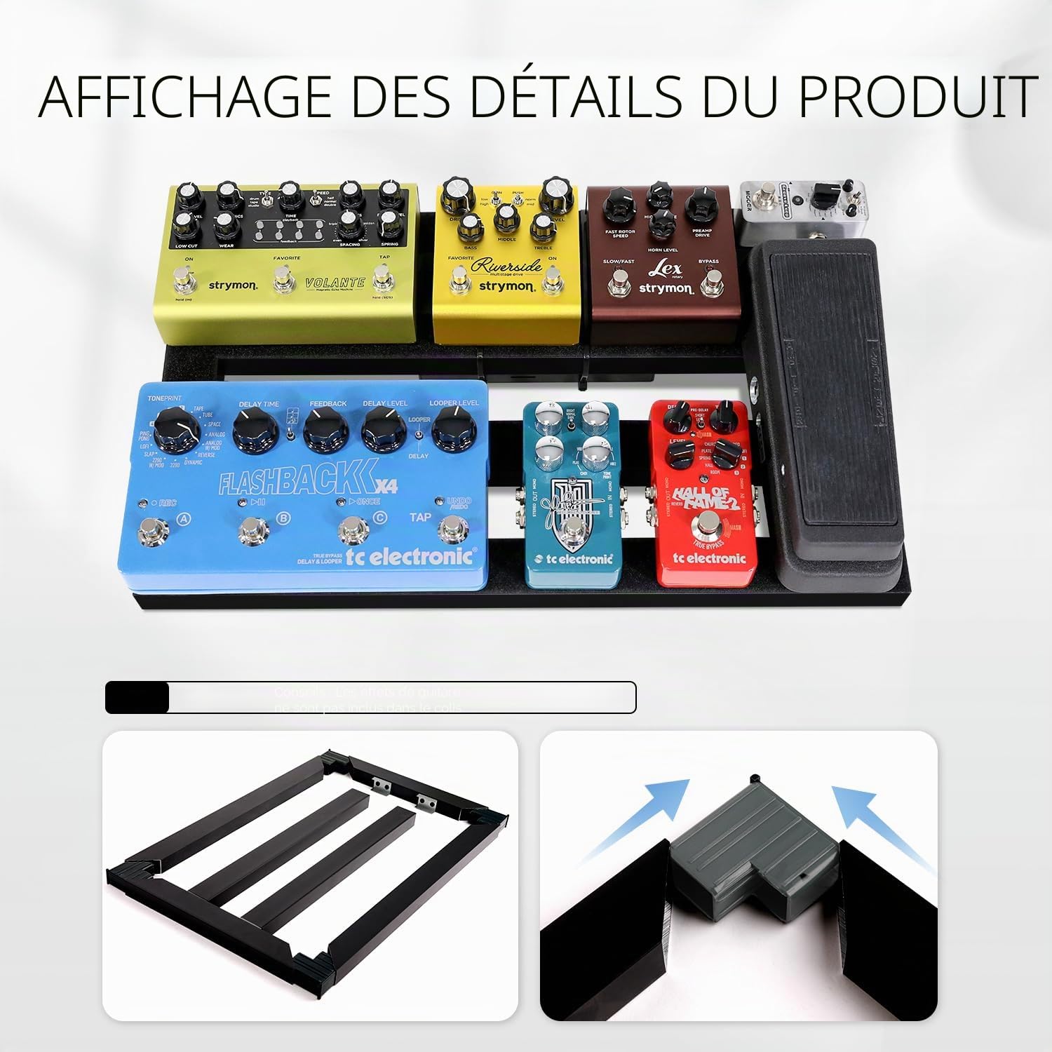 Ghost Fire Pedalboard Guitare, Pédalier de guitare en alliage d'aluminium, 0,8 kg Super Light Effect Pedal board 50 x 30 cm avec sac de transport, SPL-04